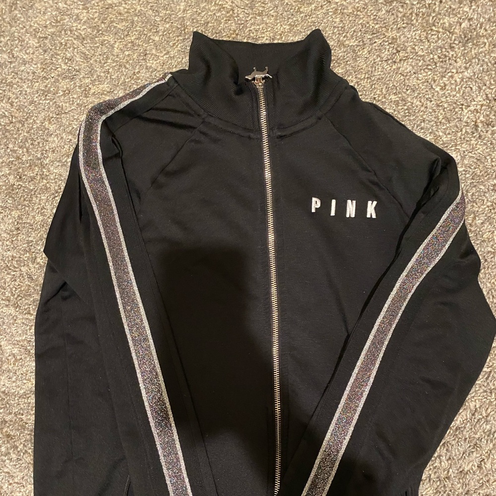 Pink black zipper jacket
